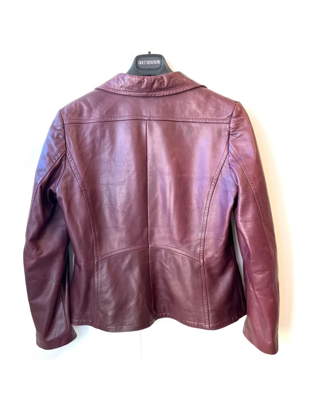 Vintage Danier Italian Leather Blazer Jacket Plum Burgundy Made in Canada, M - Picture 5 of 10